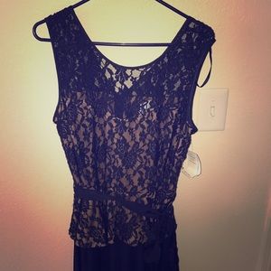 Lace peplum gown
